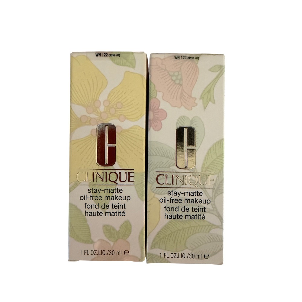 Lot of 2 Clinique Stay-Matte Oil-Free Makeup WN 122 Clove 1oz Foundation New